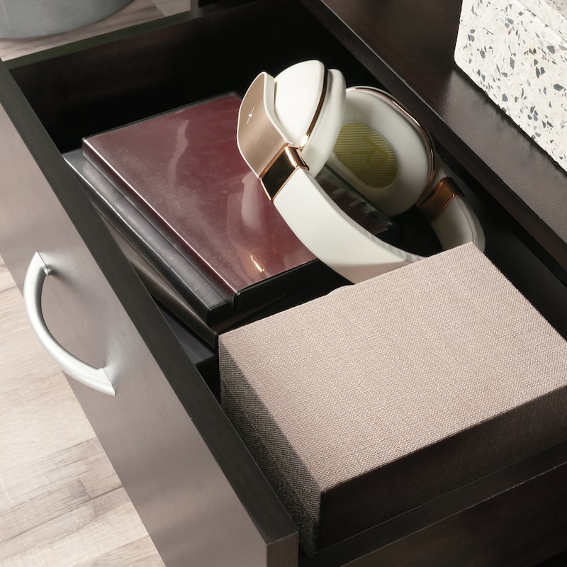 Wood TV Stand for TVs up to 46" with Adjustable Shelves, Brown - 41.58" W x 16.14" D x 24.21" H