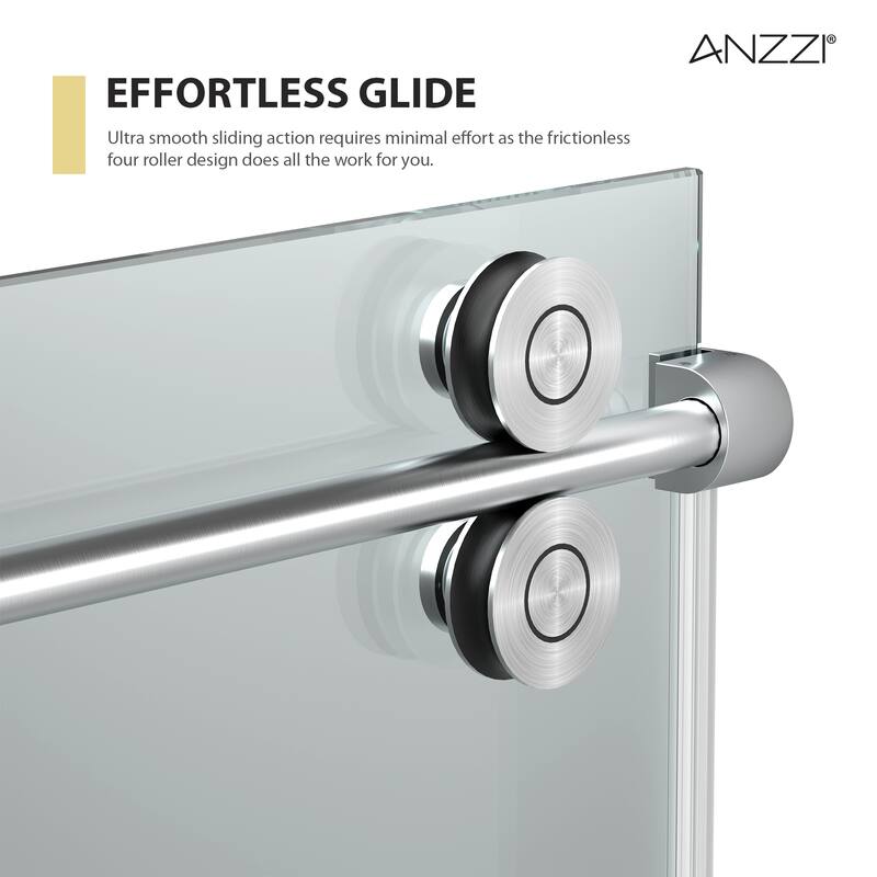 ANZZI Series 56 to 60 in. x 76 in. Frameless Shower Door with Sliding with Tsunami Guard Tempered Clear Glass