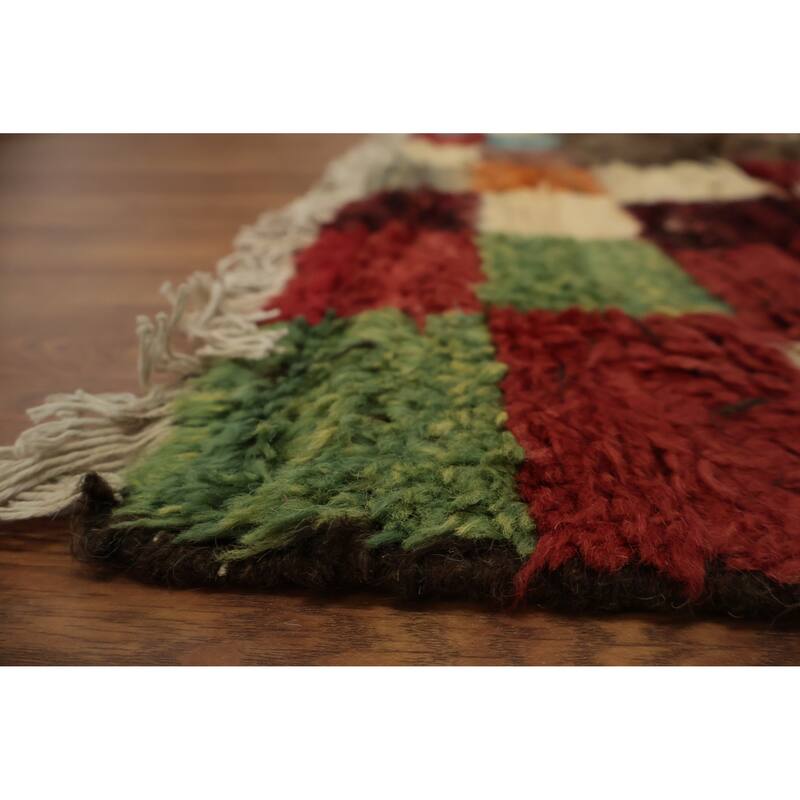 Hand Knotted Oriental 100% Wool Carpet Modern Geometric Brown Moroccan Area Rug - 9' 5'' X 6' 9''