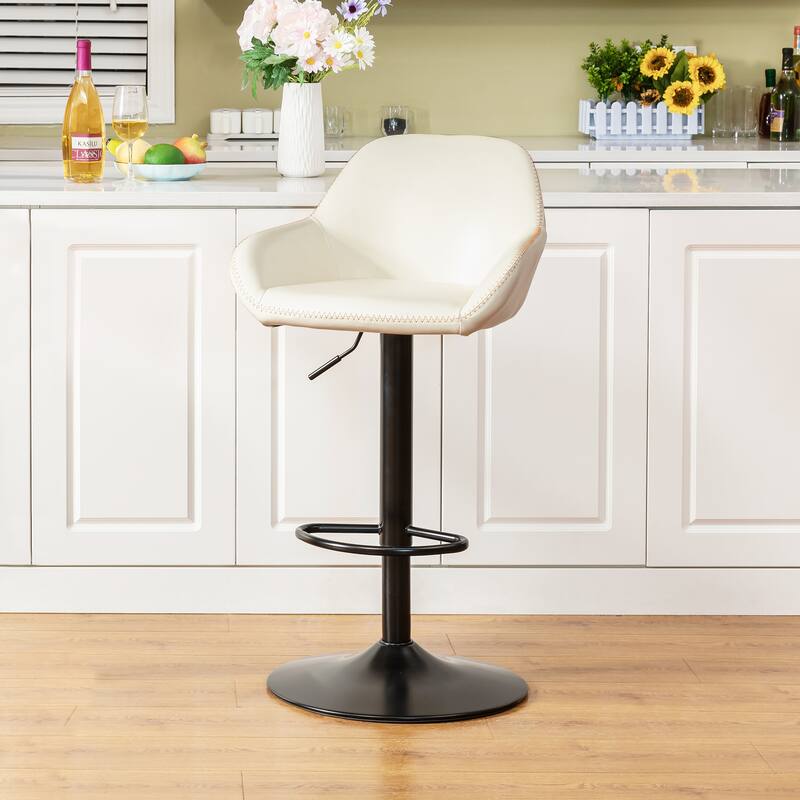Glitzhome Mid-Century Height Adjustable Faux Leather Swivel Counter Bar Stools
