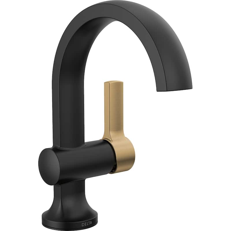 Delta 15855LF Albion 1.2 GPM Single Hole Bathroom Faucet with Push - Matte Black / Champagne Bronze
