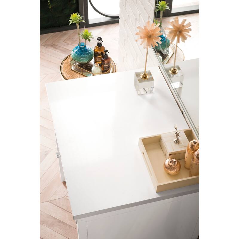James Martin Vanities Athens 30" Countertop Unit (Makeup Counter), Glossy White - White Zeus Quartz
