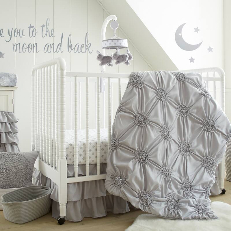 Willow 5-Piece Nursery Crib Bedding Set - Grey - Levtex Baby