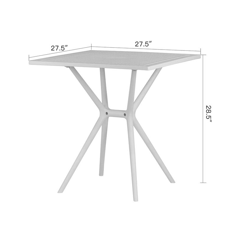 Basma White Plastic Square Dining Table