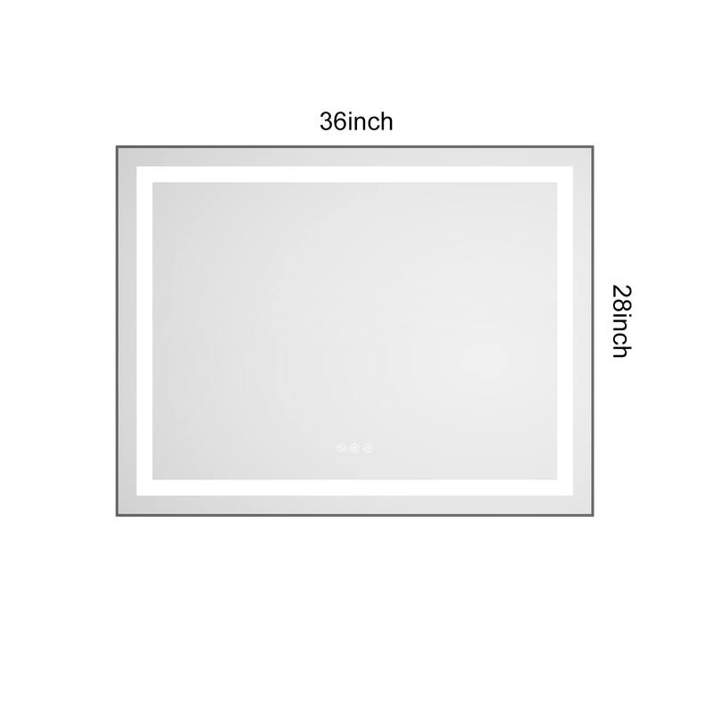 36 x 28 Inch LED Bathroom Mirror with Front and Backlight, Wall Mounted Vanity Mirror with Aluminum Frame, Anti-Fog, Memory