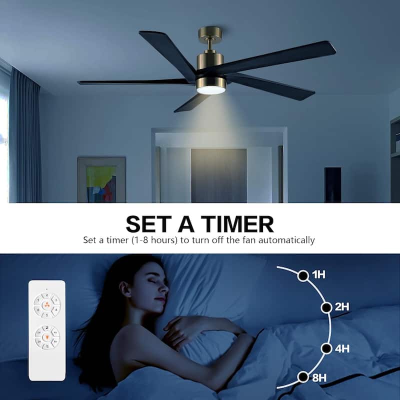 54" Gold Aero Blade Ceiling Fan with LED Light and Remote - 54"D x 54"W x 21"H