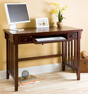 Wooden computer desk with slide out keyboard