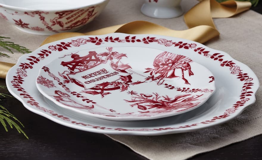 Details about / Set of 4 Origins Tree /& Ribbon Christmas Morning Porcelain Dinner Plates 10 1//4/"