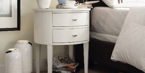 White nightstand in bedroom