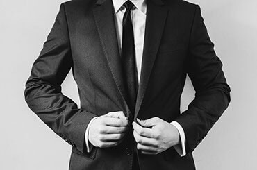 Front view of man in fitted suit