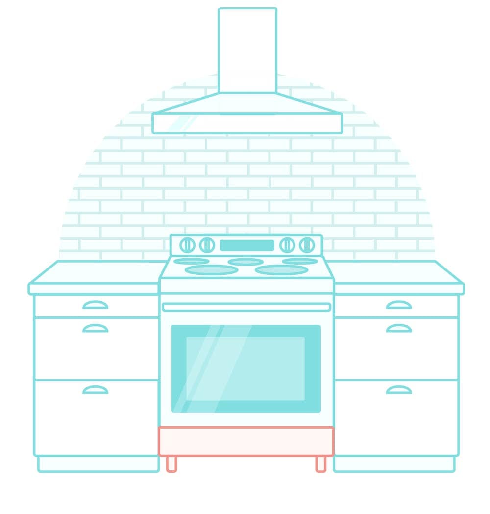 Illustration of freestanding kitchen range 