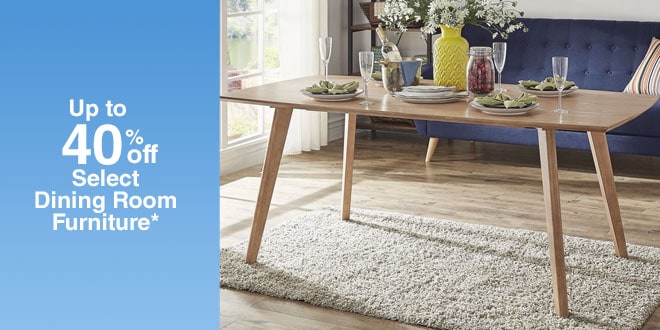 Up to 40% off Select Dining Room Furniture*