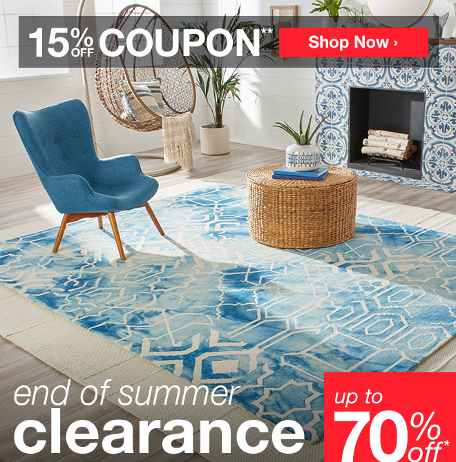 Overstock - 15% off Coupon** - End of Summer Clearance - Up to 70% off*