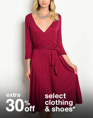 Extra 30% off Select Clothing & Shoes*