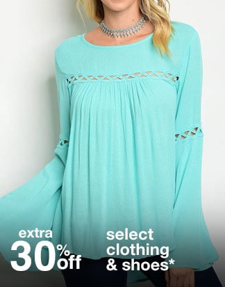 Extra 30% off Select Clothing & Shoes*
