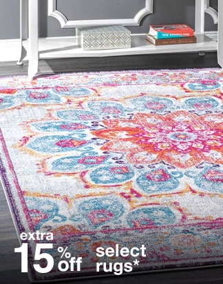 15% off select rugs*