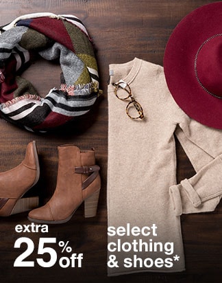 extra 25% off select clothing*