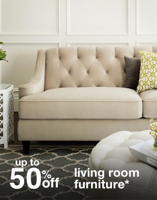 up to 50% off living room furniture*