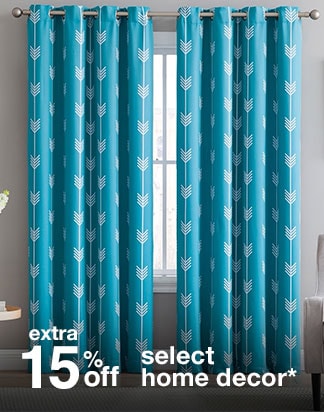 extra 15% off select home decor*