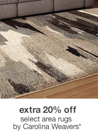 extra 20% off select area rugs by Carolina Weavers*
