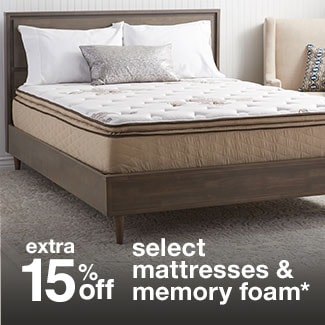extra 15% off select mattresses & memory foam*