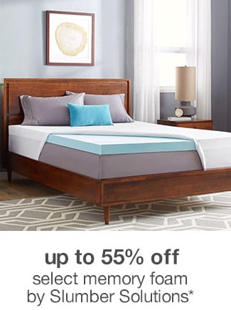 up to 55% off select memory foam by Slumber Solutions*