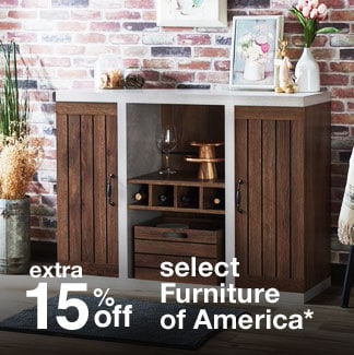 extra 15% off select furniture by Furniture of America*