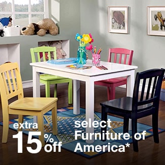 up to 15% off select furniture by Furniture of America*