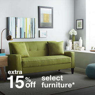 extra 15% off select furniture*