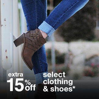 extra 15% off select clothing & shoes*