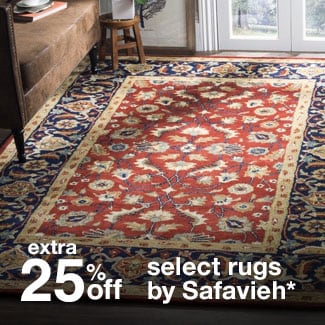 extra 25% off select area rugs by Safavieh*