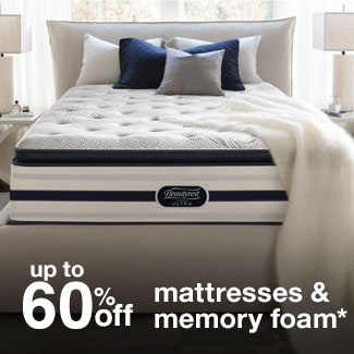 up to 60% off mattress & memory foam*