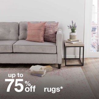 up to 75% off rugs*