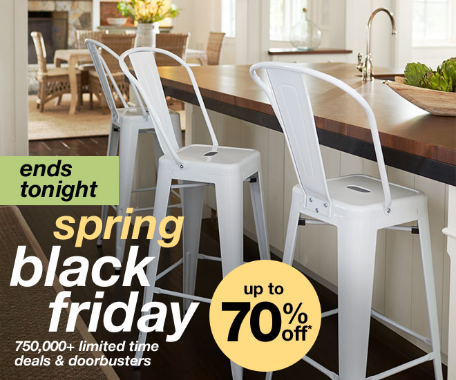 ends tonight - spring black friday - 750,00+ limited time deals & doorbusters - up to 70% off