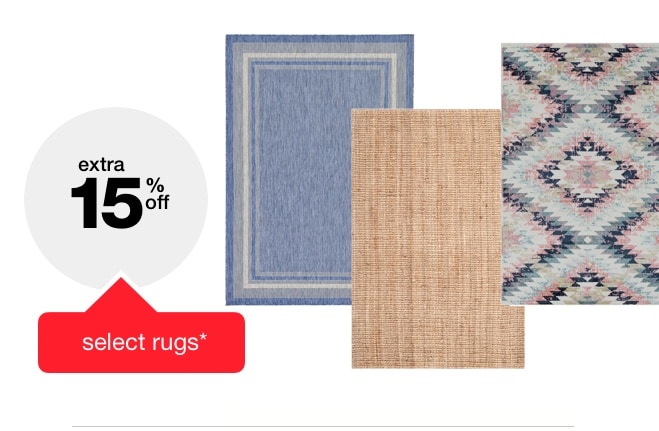extra 15% off select rugs*
