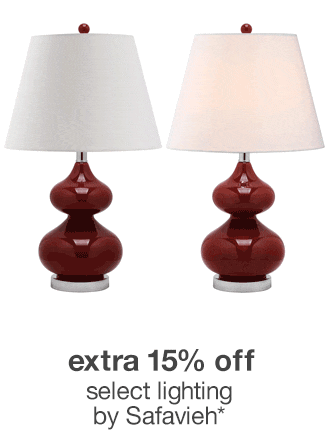 extra 15% off select lighting by Safavieh**