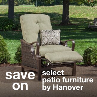 save on select patio furniture by Hanover