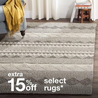 extra 15% off select rugs*