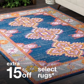 extra 15% off select rugs*