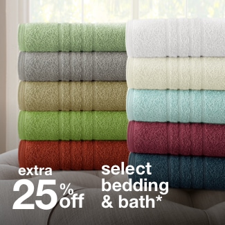 extra 25% off select bedding & bath*