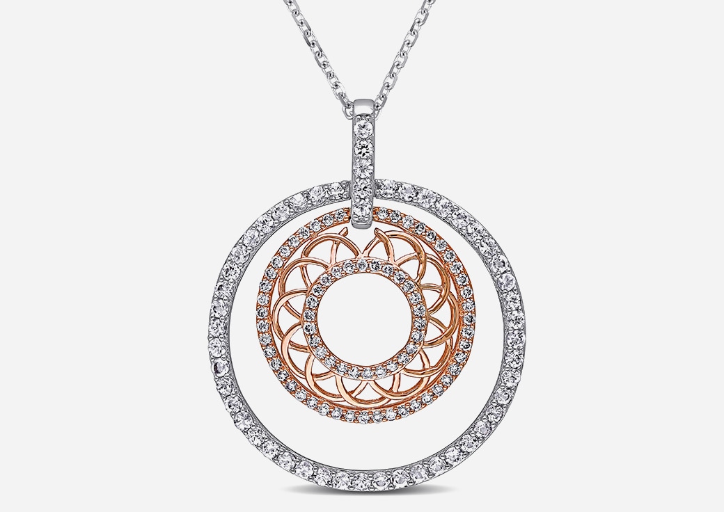 Rose gold and diamond round necklace