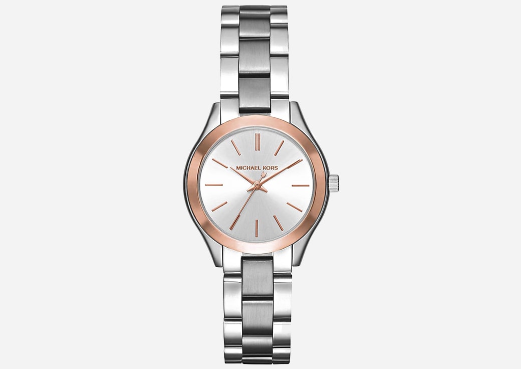 Michael Kors rose gold and silver watch