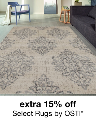 extra 15% off select area rugs by OSTI**