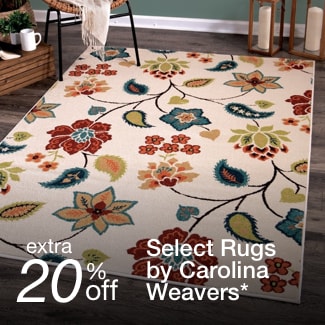 extra 20% off select Area Rugs by Carolina Weavers
