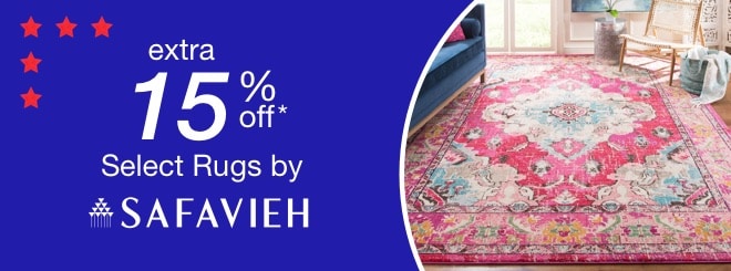extra 15% off select Rugs by Safavieh*