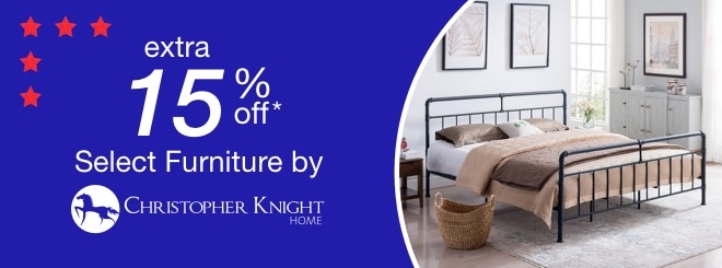 extra 15% off select Furniture by Christopher Knight*