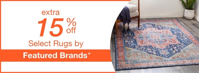 extra 15% off select Featured Brand Rugs*