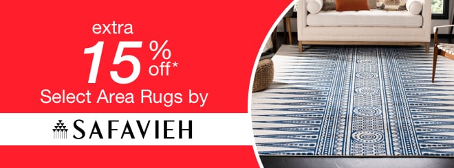 extra 15% off select Area Rugs by Safavieh*