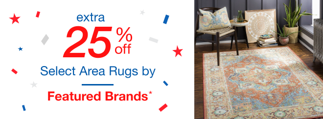 extra 25% off select Featured Brand Rugs*