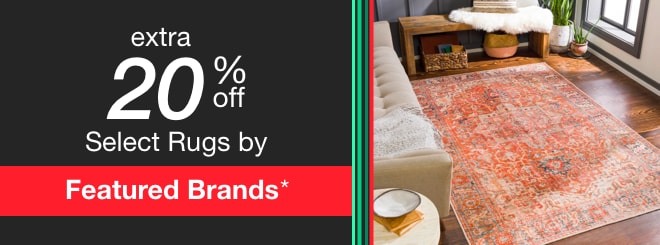 extra 20% off select Featured Brand Rugs*